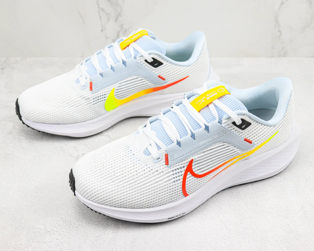 Nike White Blue Engineered Mesh Upper Gradient Swoosh Running Shoes 4