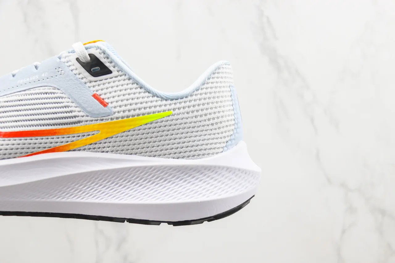 Nike White Blue Engineered Mesh Upper Gradient Swoosh Running Shoes 7