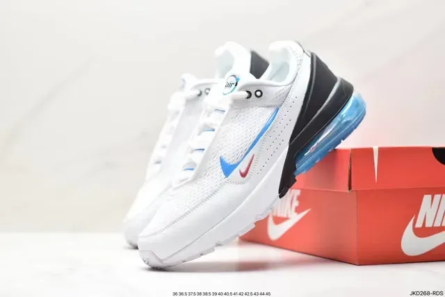 Nike White Blue Engineered Mesh Upper Visible Air Unit Heel Lifestyle Sneakers 4