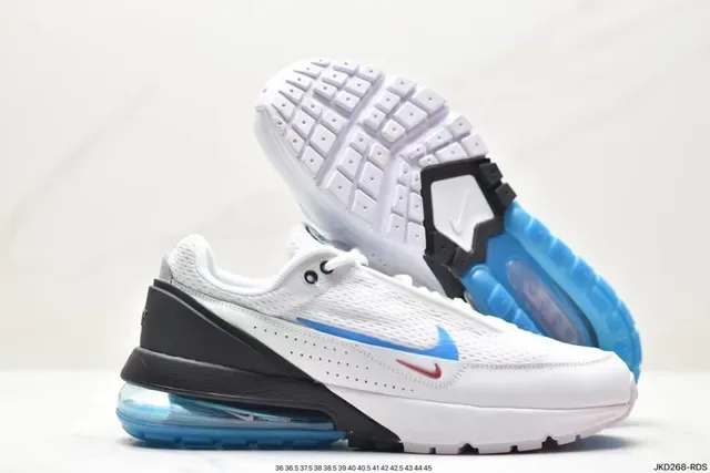 Nike White Blue Engineered Mesh Upper Visible Air Unit Heel Lifestyle Sneakers 6