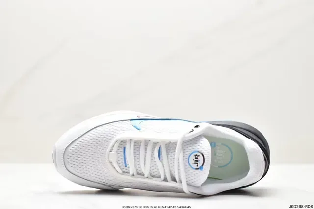Nike White Blue Engineered Mesh Upper Visible Air Unit Heel Lifestyle Sneakers 8