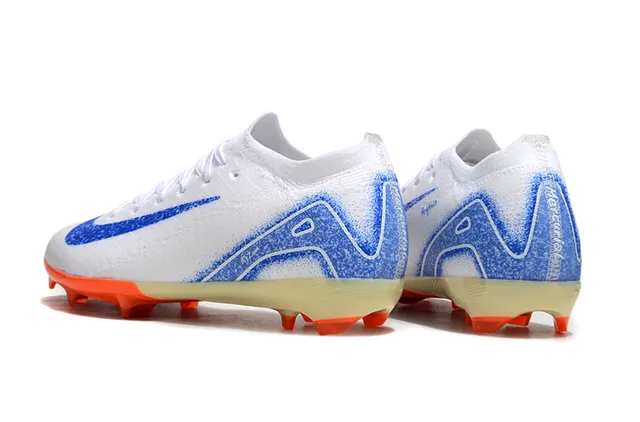 Nike White Blue Knit Upper Dynamic Fit Collar Firm-Ground Soccer Shoes 4