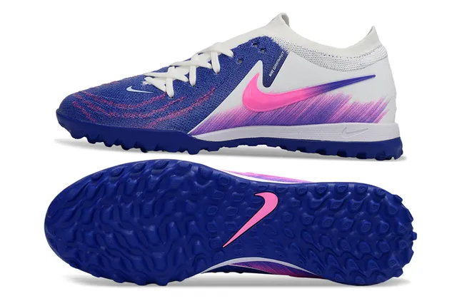 Nike White Blue Knit Upper Gradient Color Blocking Turf Soccer Shoes 6