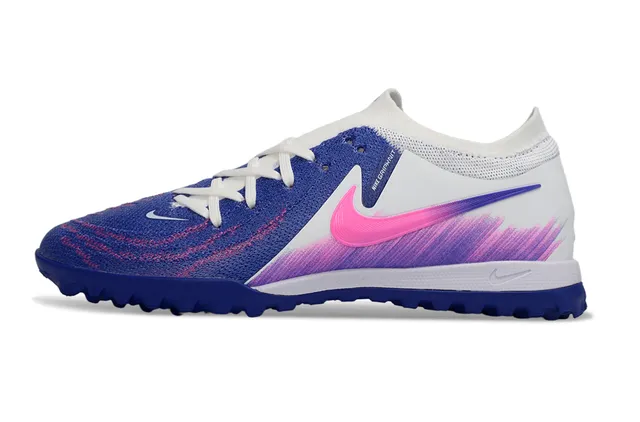 Nike White Blue Knit Upper Gradient Color Blocking Turf Soccer Shoes 7