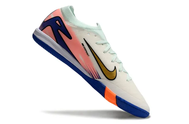 Nike White Blue Low-Top Knit Upper Indoor Soccer Shoes 2