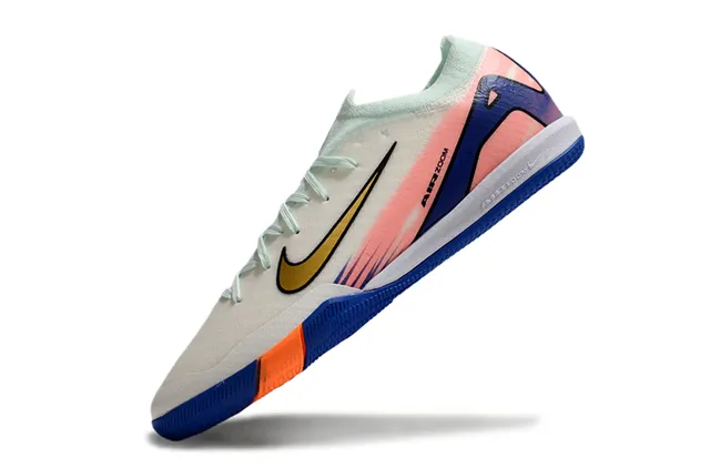 Nike White Blue Low-Top Knit Upper Indoor Soccer Shoes 3