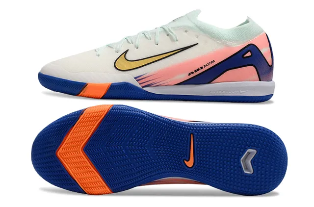 Nike White Blue Low-Top Knit Upper Indoor Soccer Shoes 6