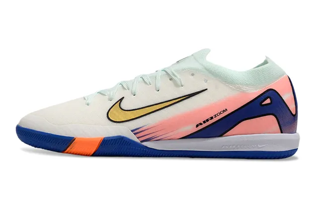 Nike White Blue Low-Top Knit Upper Indoor Soccer Shoes 7