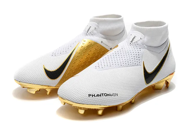 Nike Chaussures de football blanc doré coupe basse ajustement chaussette empeigne Flyknit surface artificielle 6