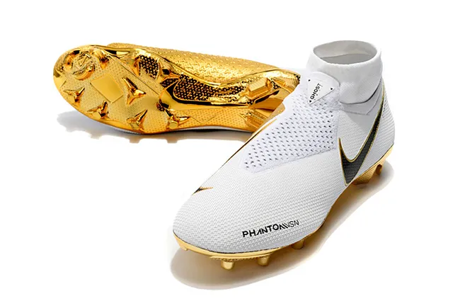 Nike Chaussures de football blanc doré coupe basse ajustement chaussette empeigne Flyknit surface artificielle 8