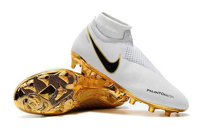 Nike Chaussures de football blanc doré coupe basse ajustement chaussette empeigne Flyknit surface artificielle 9