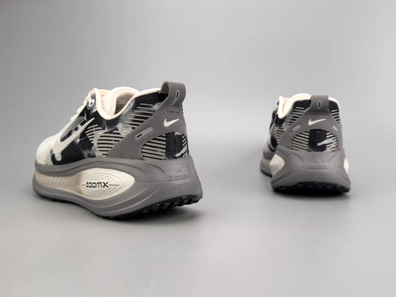 Nike White Gray Engineered Mesh Upper Black Camo-Pattern Overlay Running Shoes 6