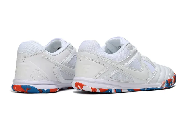 Nike White Multicolor Low-Top Synthetic-Mesh Upper Indoor Soccer Shoes 2