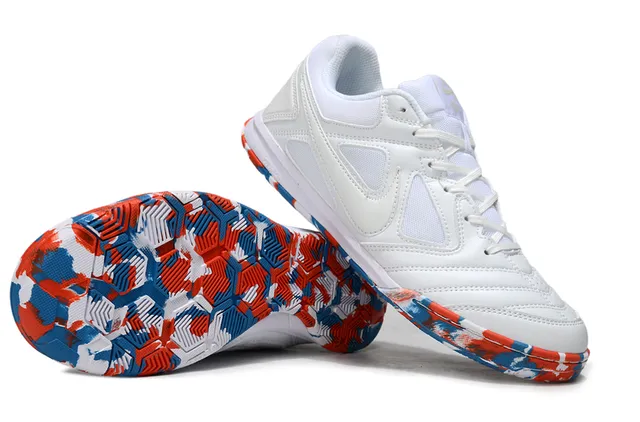 Nike White Multicolor Low-Top Synthetic-Mesh Upper Indoor Soccer Shoes 3