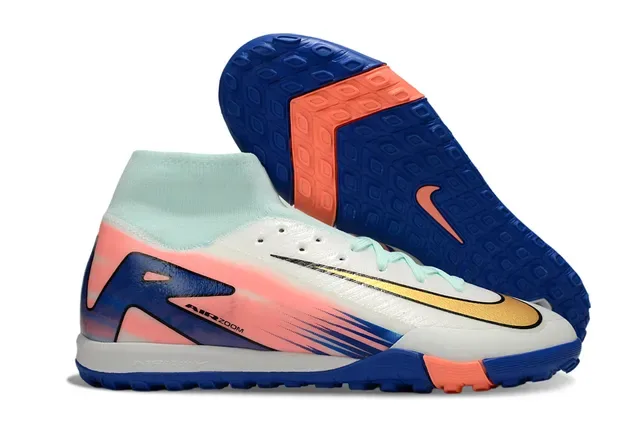 Nike Chaussures de football turf blanc multicolor col sock-fit cushioning Air Zoom étiquette 1