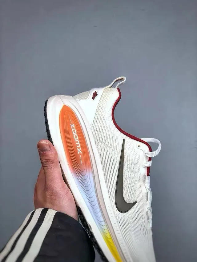 Nike White Orange Engineered Mesh Upper Visible Zoom X Cushioning Running Shoes 6