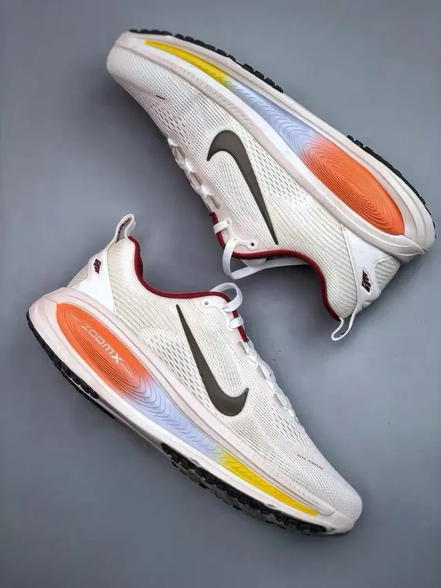 Nike White Orange Engineered Mesh Upper Visible Zoom X Cushioning Running Shoes 9