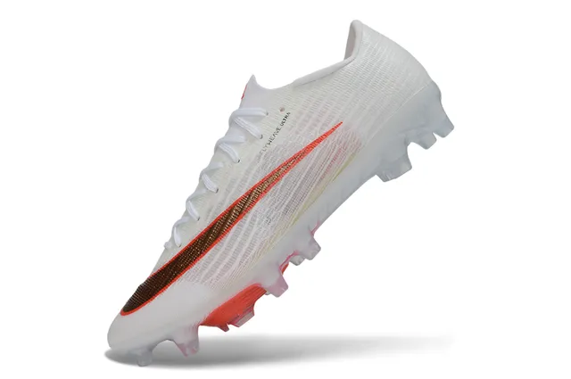 Nike White Orange Flyweave Upper Transparent Outsole Firm-Ground Soccer Shoes 3