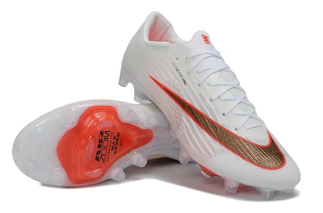 Nike White Orange Flyweave Upper Transparent Outsole Firm-Ground Soccer Shoes 4