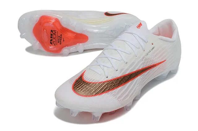 Nike White Orange Flyweave Upper Transparent Outsole Firm-Ground Soccer Shoes 5