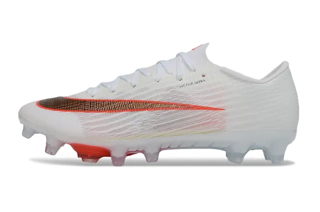 Nike White Orange Flyweave Upper Transparent Outsole Firm-Ground Soccer Shoes 8