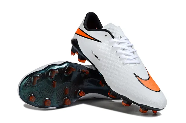 Nike chaussures de football blanc orange bas col d'ajustement chaussette texturé synthétique empeigne sol ferme 4