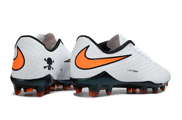 Nike chaussures de football blanc orange bas col d'ajustement chaussette texturé synthétique empeigne sol ferme 5