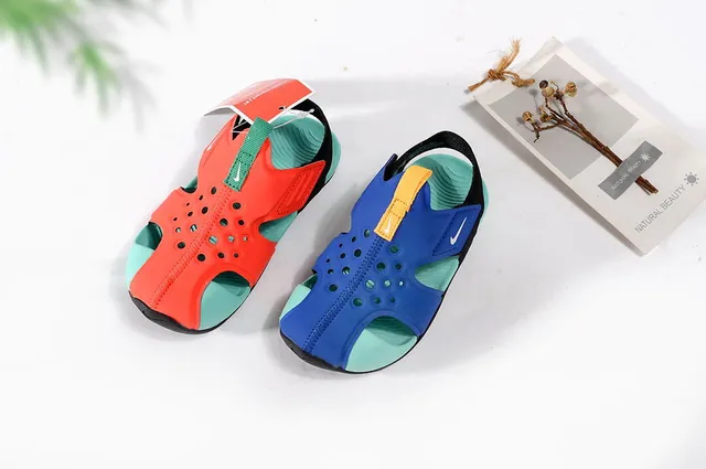 Nike White Orange Open-Toe Single-Strap Casual Sandals 21