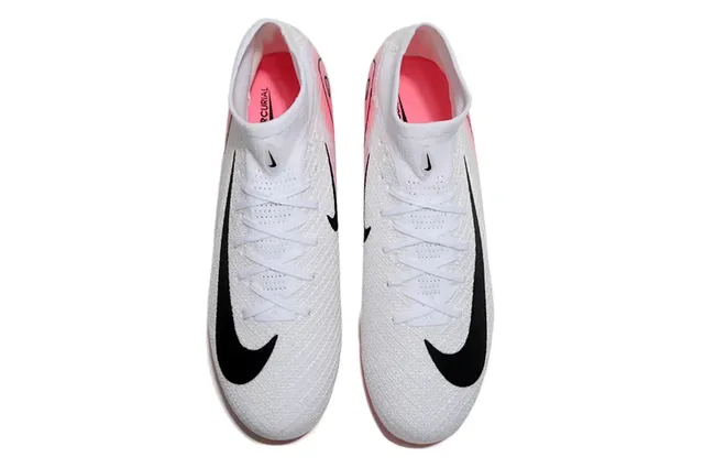 Nike White Pink High-Cut Knit Upper Air Zoom Technology Firm-Ground Soccer Shoes 2