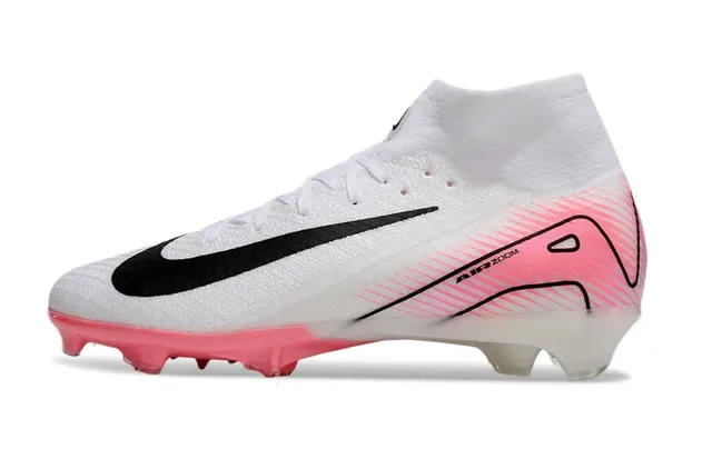 Nike White Pink High-Cut Knit Upper Air Zoom Technology Firm-Ground Soccer Shoes 8