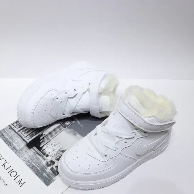 Nike White Red High-Top Fur-Lined Collar Lifestyle Sneakers 14