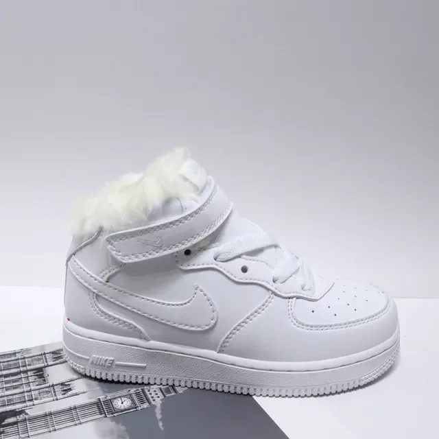 Nike White Red High-Top Fur-Lined Collar Lifestyle Sneakers 17