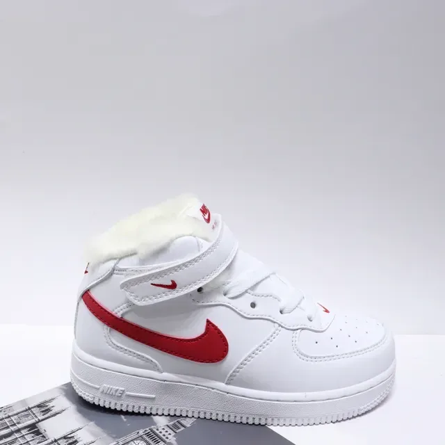 Nike White Red High-Top Fur-Lined Collar Lifestyle Sneakers 24