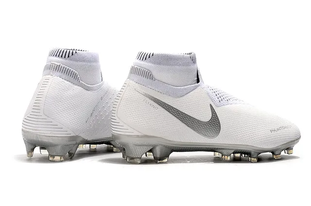 Nike Branco Prata Alto-Corte Colar de Meia Tricô Engenharia Superior Superfície Firme Sapatos de Futebol 10