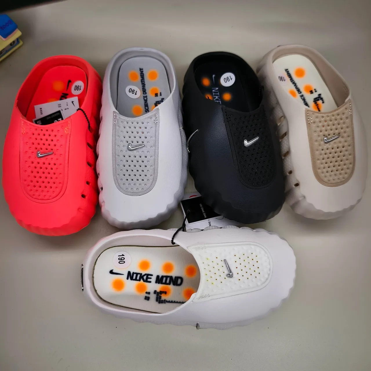 Nike White Silver Perforated Mesh Upper Molded Ridged Sole Clog 3