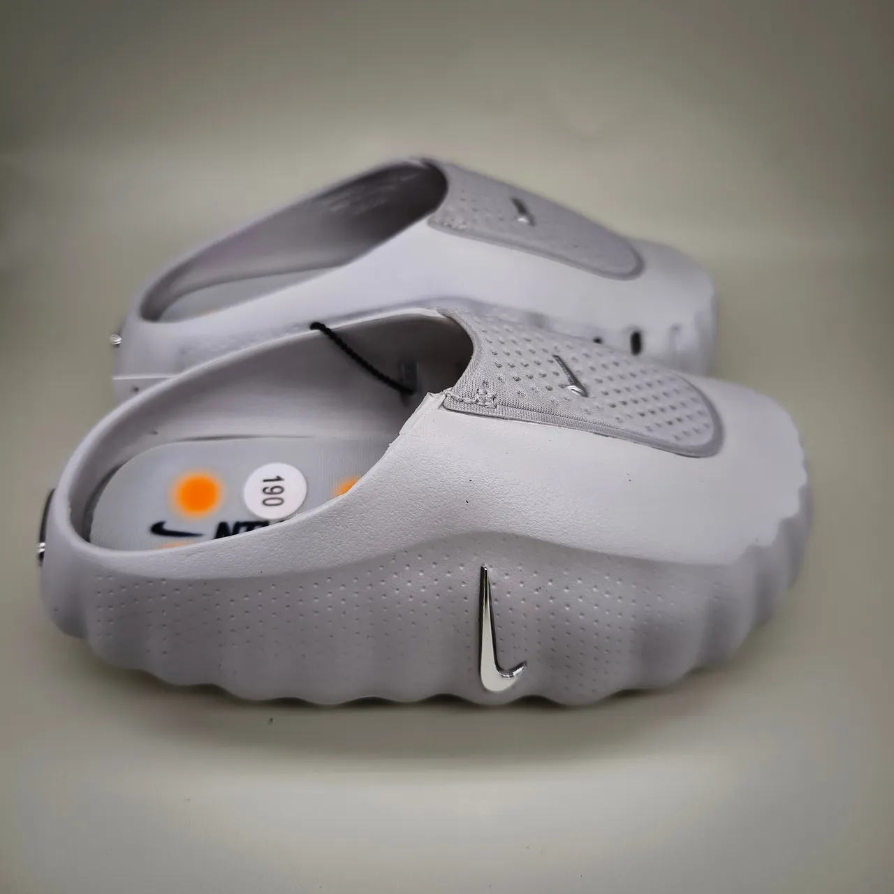 Nike White Silver Perforated Mesh Upper Molded Ridged Sole Clog 11