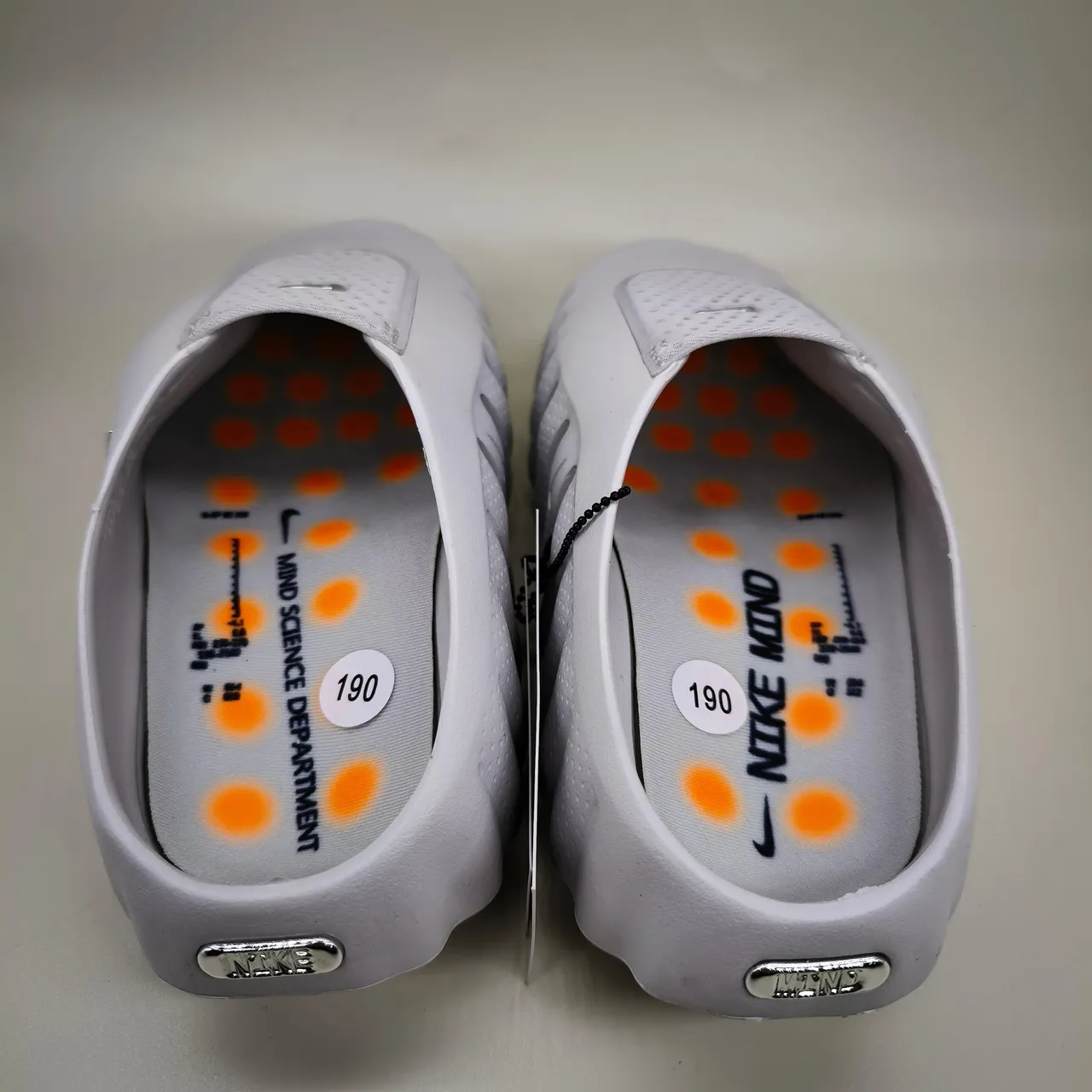 Nike White Silver Perforated Mesh Upper Molded Ridged Sole Clog 14