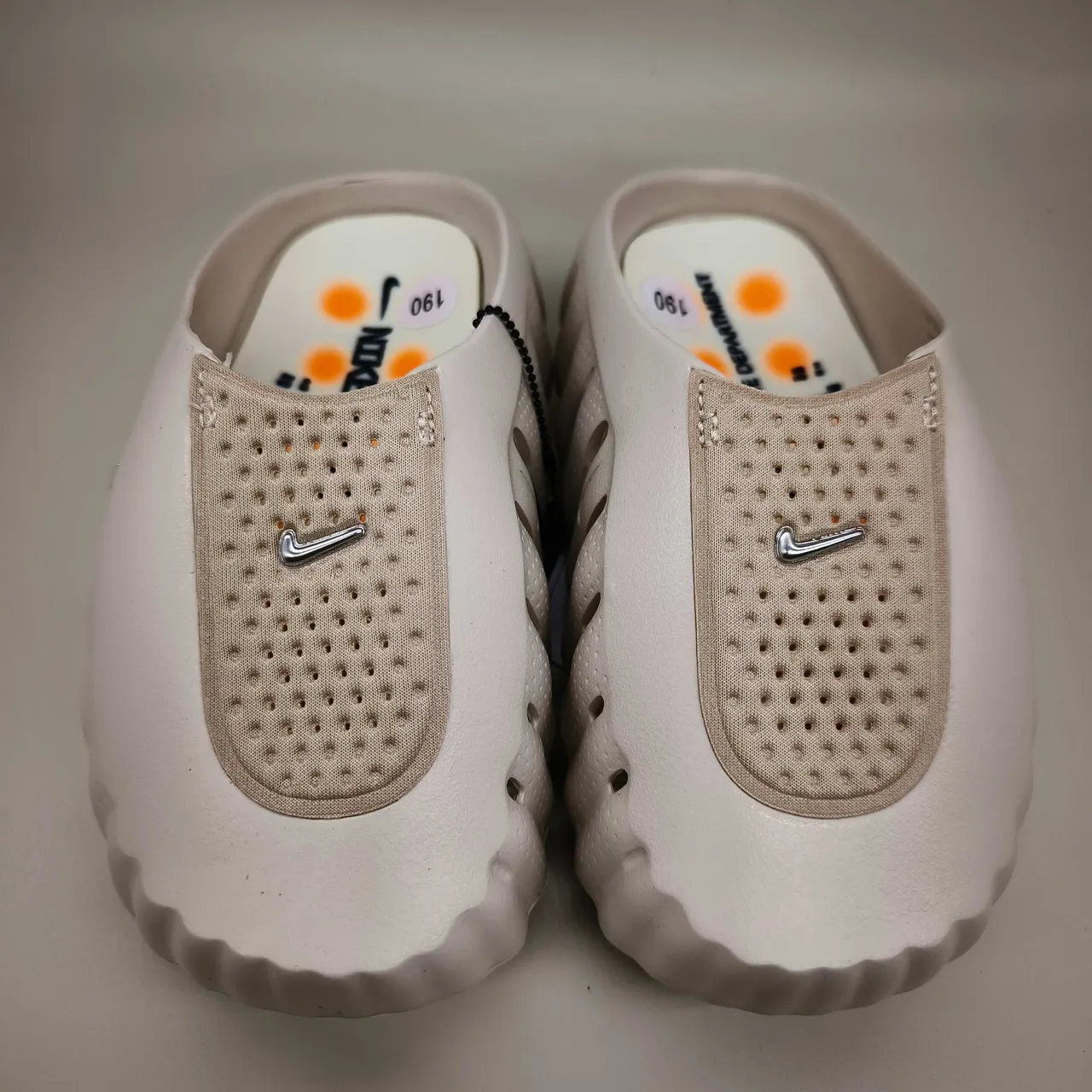 Nike White Silver Perforated Mesh Upper Molded Ridged Sole Clog 21