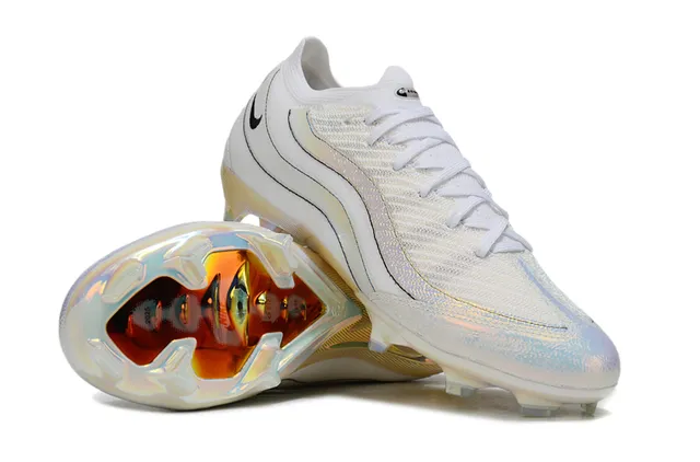 Nike White Transparent Low-Cut Knit Upper Iridescent Wave Overlays Firm-Ground Soccer Shoes 2