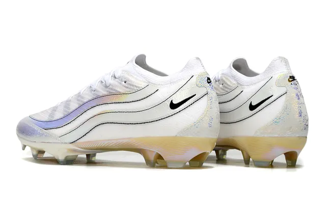 Nike White Transparent Low-Cut Knit Upper Iridescent Wave Overlays Firm-Ground Soccer Shoes 4