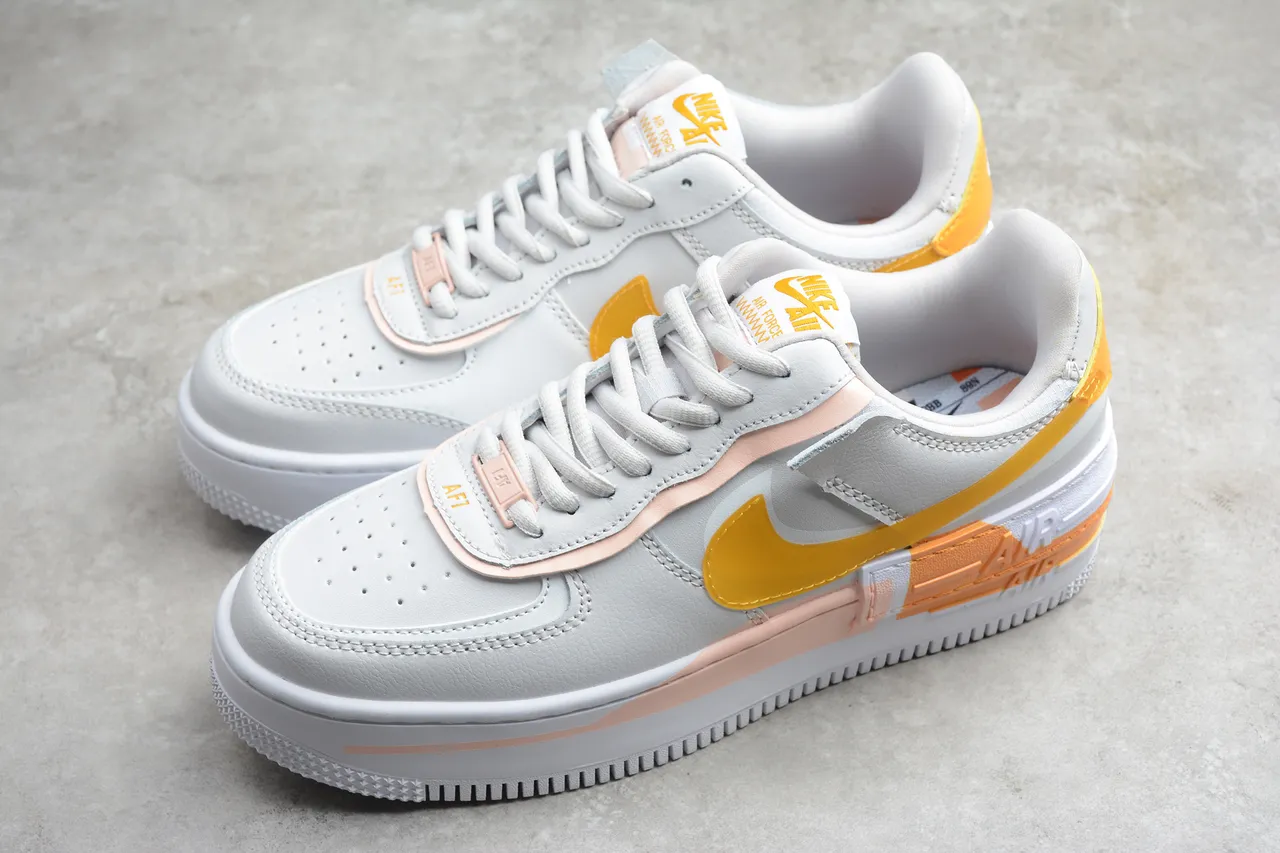 Nike White Yellow Platform Sole Layered Midsole Lifestyle Sneakers 10