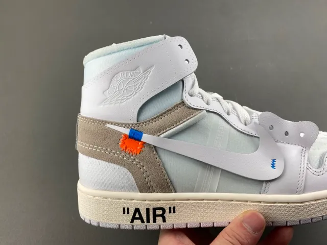 Nike x Off-White Air Jordan 1 Light Gray Deconstructed Basketball Shoes 3