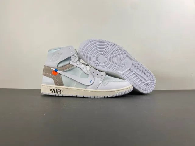 Nike x Off-White Air Jordan 1 Light Gray Deconstructed Basketball Shoes 13