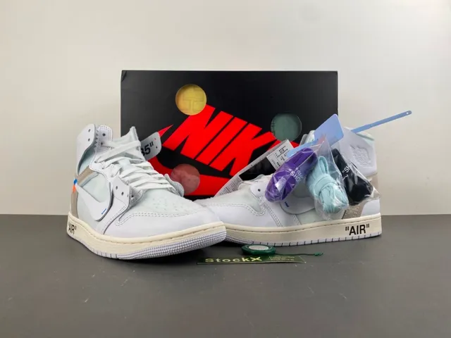 Nike x Off-White Air Jordan 1 Light Gray Deconstructed Basketball Shoes 14