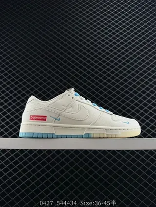Nike x Supreme Dunk Low Off-White and Light Blue Lifestyle Sneakers 2