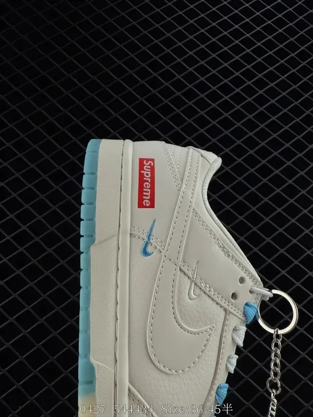 Nike x Supreme Dunk Low Off-White and Light Blue Lifestyle Sneakers 5