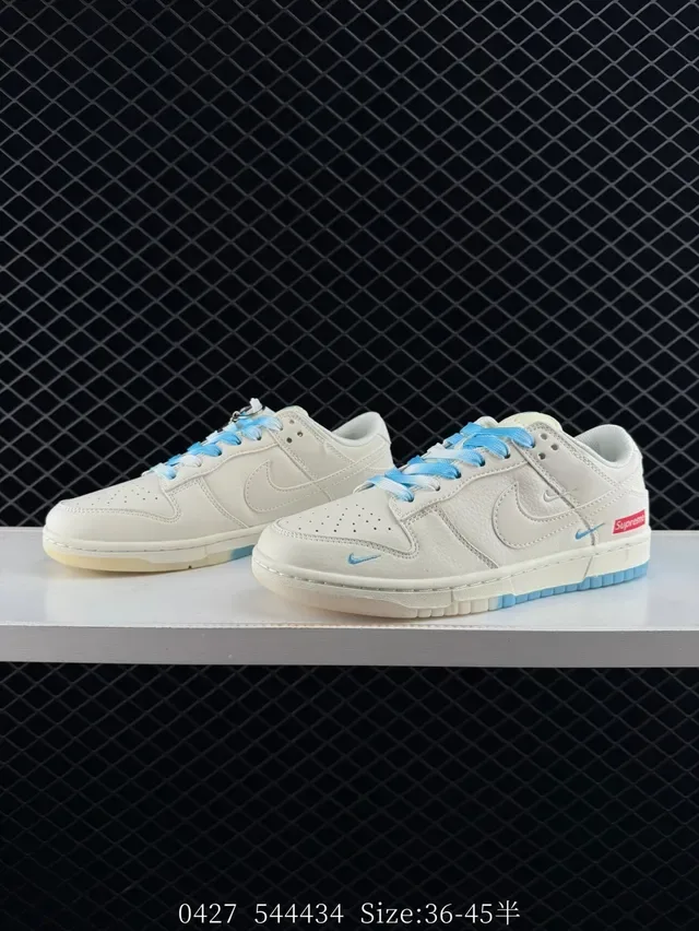 Nike x Supreme Dunk Low Off-White and Light Blue Lifestyle Sneakers 7