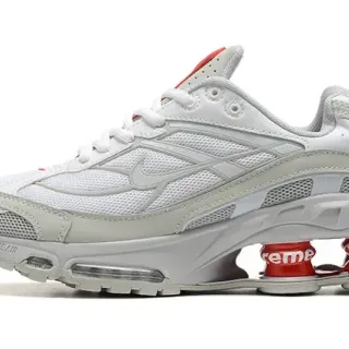 Nike x Supreme Shox NZ White Gray Red Lifestyle Sneakers