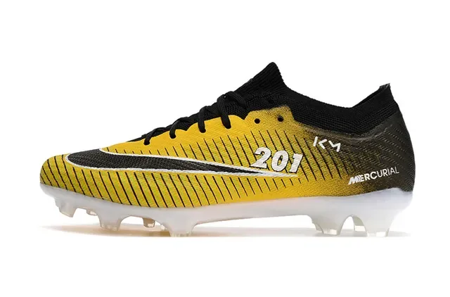 Nike Chaussures de football jaune noir basses chaussette haut gradient terrain ferme 6