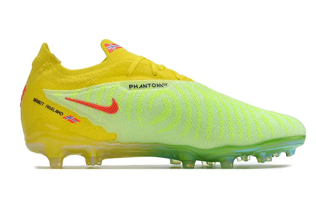 Nike Yellow Green Knit Upper Asymmetrical Lacing Firm-Ground Soccer Shoes 7
